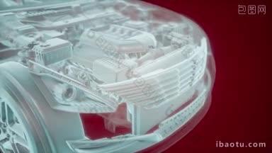 d线框汽车模型的全息动画