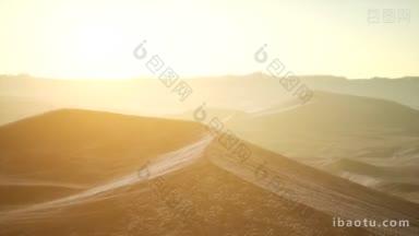 萨哈拉沙漠的大沙丘在日出时的空中景象