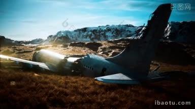 飞机残骸在岛屿上岁月静好视频
