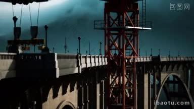 红色吊机大桥上视频