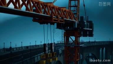雪蒙大桥吊机实拍视频