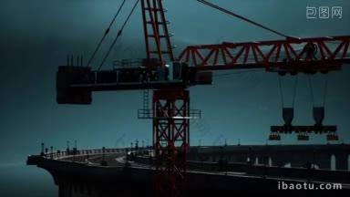 雾蒙蒙天气大桥全景视频