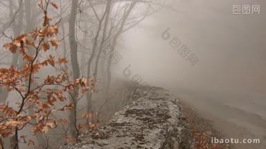克里米亚的山路起雾