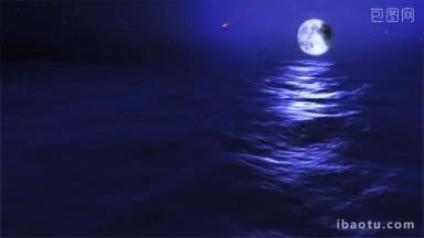 满月月食和陨石与<strong>海洋</strong>膨胀动画伟大的浪漫主题