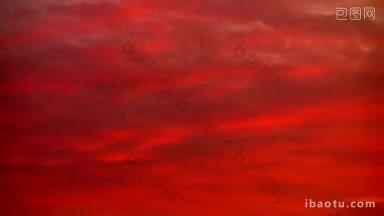 挂满红色晚霞的天空