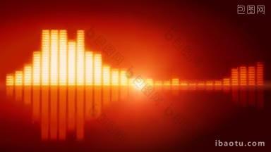 橙色均衡器同步在缓慢的真实音乐与局域网闪光的背景