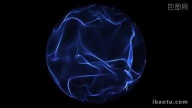 蓝色发光的能量球在透明的背景