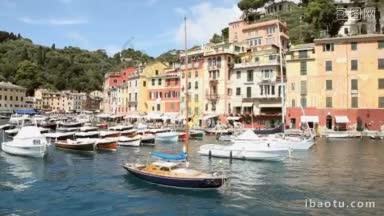 意大利里维埃拉美丽而著名的<strong>海</strong>村portofino的景色