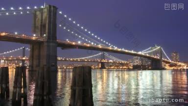 纽约布鲁克<strong>林</strong>大桥的夜景