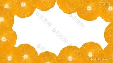 白色的背景上有移动的橘子