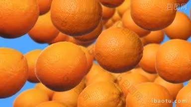 成熟的新鲜橙子旋转的背景与alpha通道