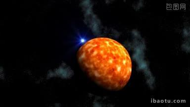 明亮的蓝色恒星UFO起飞，因为太阳和接近主要的火行星缓慢变化