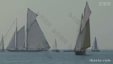 帆船比赛期间在地中海的旧帆船