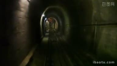 地铁隧道客舱视图中的移动缆车