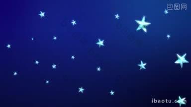 循环动画闪烁的星星在午夜蓝色的背景
