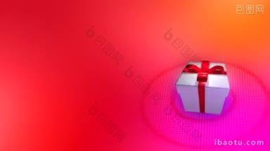 高清晰度动画循环的礼品盒旋转在一个明亮的红色背景