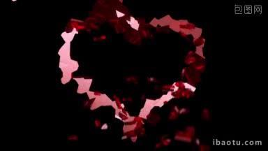 破碎的玻璃红色破碎的心形阿尔法包括在内