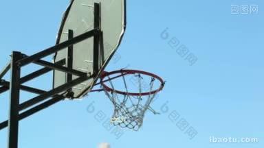 篮球篮板在空中