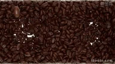 烘焙咖啡豆坠落和混合慢动作阿尔法包括在内