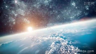 这张由NASA提供的<strong>图</strong>片中，从太空元素中看到的行星地球和太阳