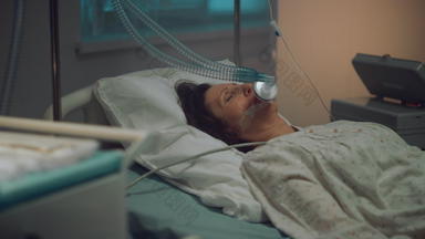 氧气面具病人说谎空医院病房医疗工具表格关闭
