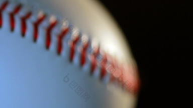 棒球白色基地球球红色的缝特写镜头体育运动设备