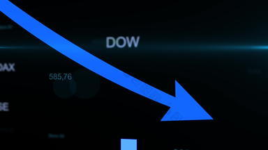 股票市场崩溃金融图表<strong>下降</strong>蓝色的箭头