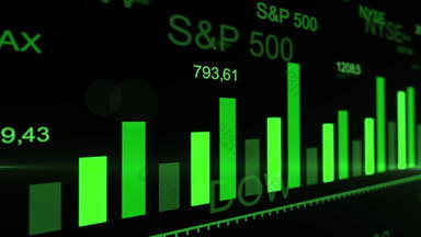 股票市场<strong>交易</strong>图未来主义的提高绿色箭头