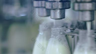 牛奶倒塑料瓶生产行乳制品工厂