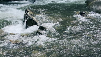 水纹理清晰的流山岩石水当前的河急流