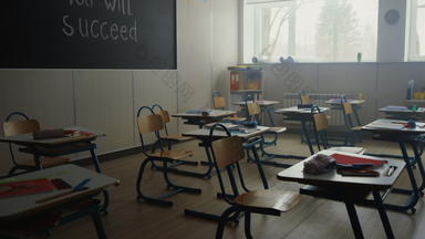 教室桌子椅子学校室内小学学校类
