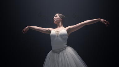 漂亮的芭蕾舞舞者执行阶段<strong>灵活</strong>的芭蕾舞女演员跳舞在室内