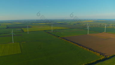 空中视图风涡轮机生产替代能源可持续发展的行业