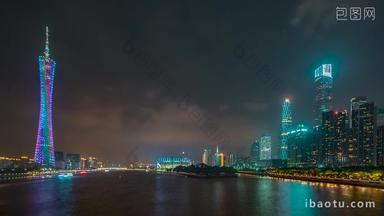 广州广州塔珠江新城海心沙延时夜景固定延时摄影