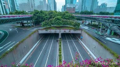 广州珠江新城CBD隧道车流延时固定延时摄影