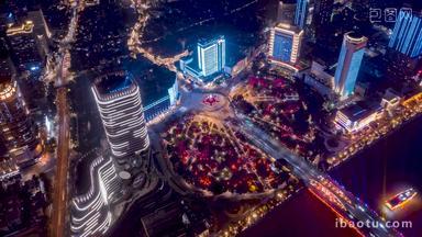 广州环绕海珠广场夜景航拍延时航拍