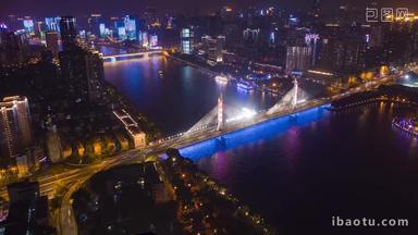 广州海印桥城市夜景航拍延时航拍