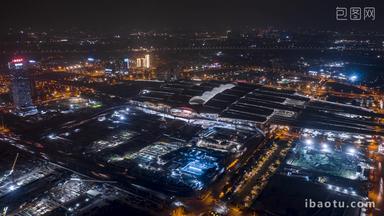 广州广州南站全景环绕夜景延时航拍航拍
