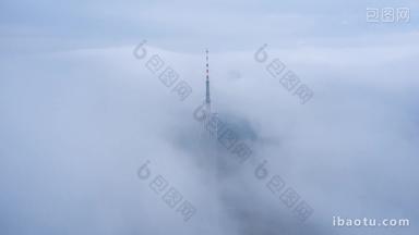 广州广州塔穿云云层延时拍摄航拍