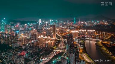 深圳罗湖区城市建筑群夜景延时固定延时摄影