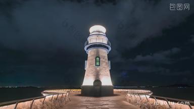 珠海灯塔夜景固定延时摄影