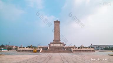 北京人民英雄纪念碑正面天空流云固定延时摄影