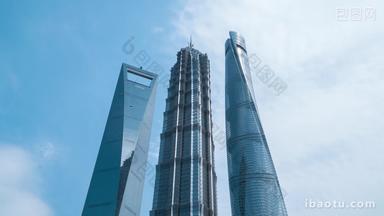 上海浦东三件套上海中心环球中心金茂大厦特写固定延时摄影