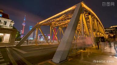 上海外白渡桥夜固固定<strong>延时摄影</strong>