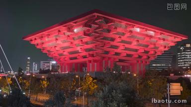 上海中华艺术宫世博会中国园夜平移动态延时摄影