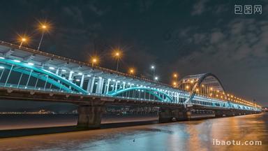 杭州复兴大桥桥底夜景<strong>固定</strong>延时摄影