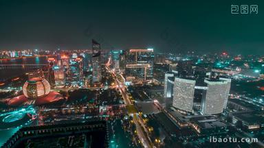 杭州杭州中央商务区大景夜景固定延时摄影
