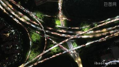 延时东莞繁忙的立交桥夜景航拍4k
