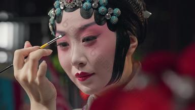 京剧演员化妆传统文化宣传素材