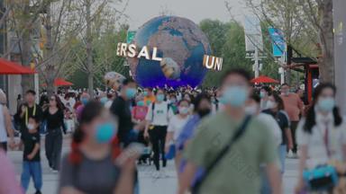 北京环球影城口罩横屏视频素材